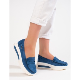 Mocassini donna Shelovet con suola spessa blu 1