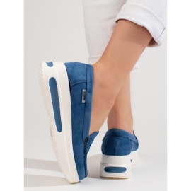 Mocassini donna Shelovet con suola spessa blu 2