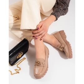 Mocassini con plateau laccati Vinceza da donna beige 1