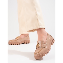 Mocassini con plateau laccati Vinceza da donna beige 2