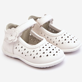 PA1 Ballerine alte traforate per bambini con velcro White Jianna bianco 1