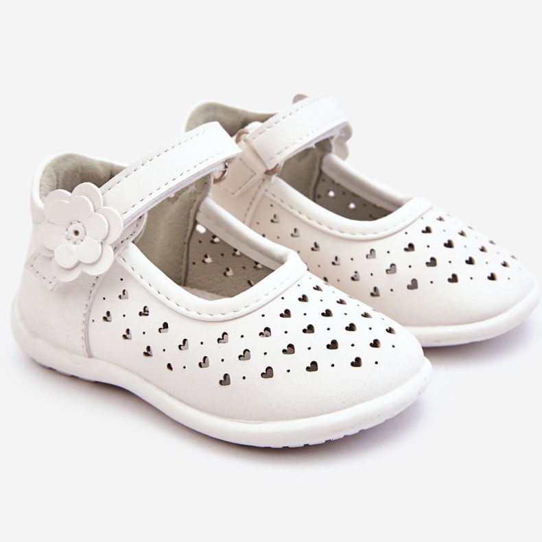 PA1 Ballerine alte traforate per bambini con velcro White Jianna bianco 1