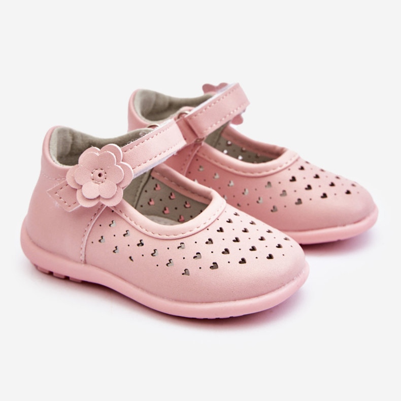 PA1 Ballerine alte traforate per bambini con velcro rosa Jianna 1