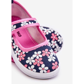 Ballerine per bambini in fiori blu navy-rosa Noah 2