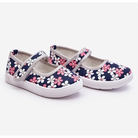 Ballerine per bambini in fiori blu navy-grigio Noah 2