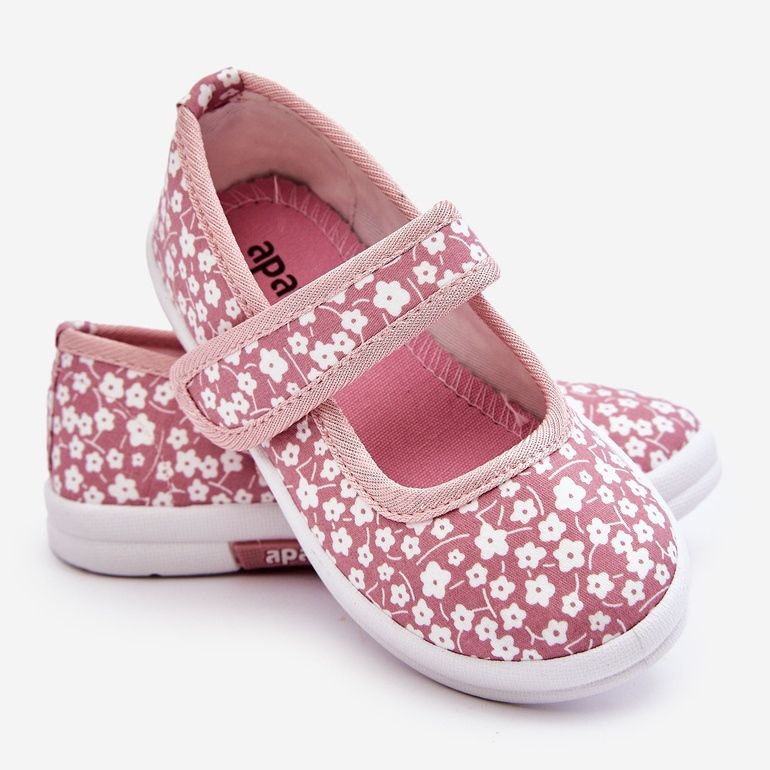 Ballerine con velcro per bambini con stampa Selah rosa 2