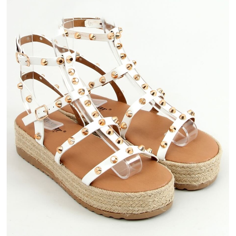 Sandali espadrillas Alize bianchi con borchie bianca 1