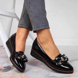 Scarpe con zeppa da donna con perline nere Potocki nero 1