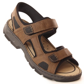 Comodi sandali marroni con velcro da uomo Rieker 26156-25 marrone 1