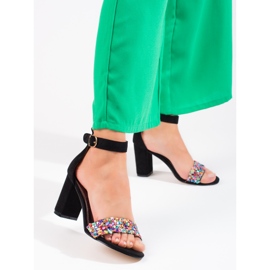 Eleganti sandali neri con perline di Shelovet nero 1