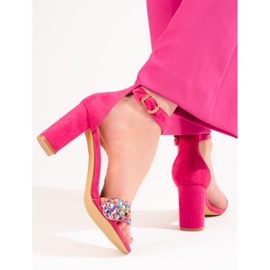 Eleganti sandali con perline fucsia di Shelovet rosa 2