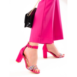 Eleganti sandali con perline fucsia di Shelovet rosa 1