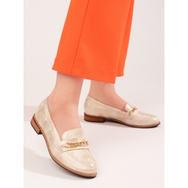 Mocassini classici da donna Shelovet oro beige 2