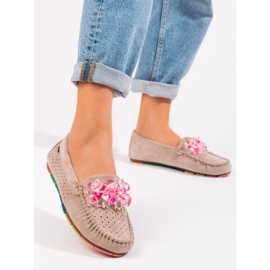 Mocassini da donna in camoscio Shelovet beige 1