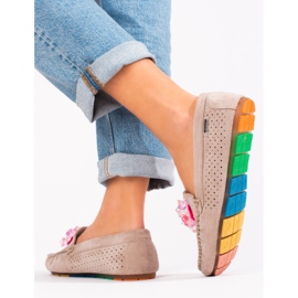 Mocassini da donna in camoscio Shelovet beige 2