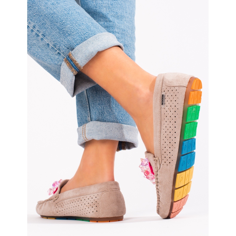 Mocassini da donna in camoscio Shelovet beige 2