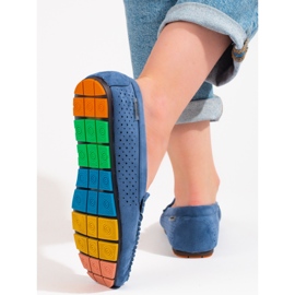 Mocassini da donna in camoscio traforato Shelovet blu 2