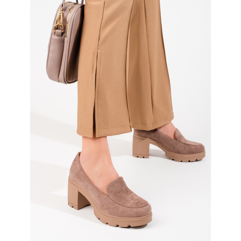 W. Potocki Scarpe da donna in camoscio con tacco alto Potocki beige 1
