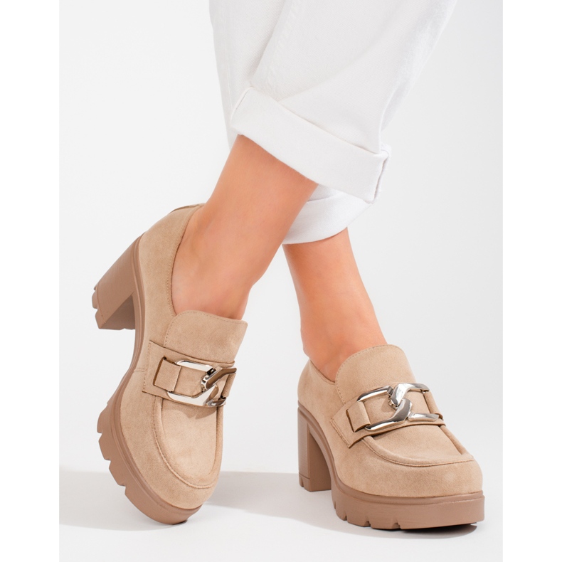 W. Potocki Scarpe con tacco alto in camoscio beige di Potocki 1
