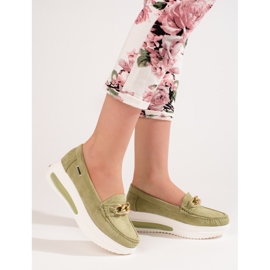 Mocassini con zeppa verdi Shelovet da donna verde 1