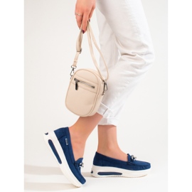 Mocassini con zeppa blu Shelovet da donna 2