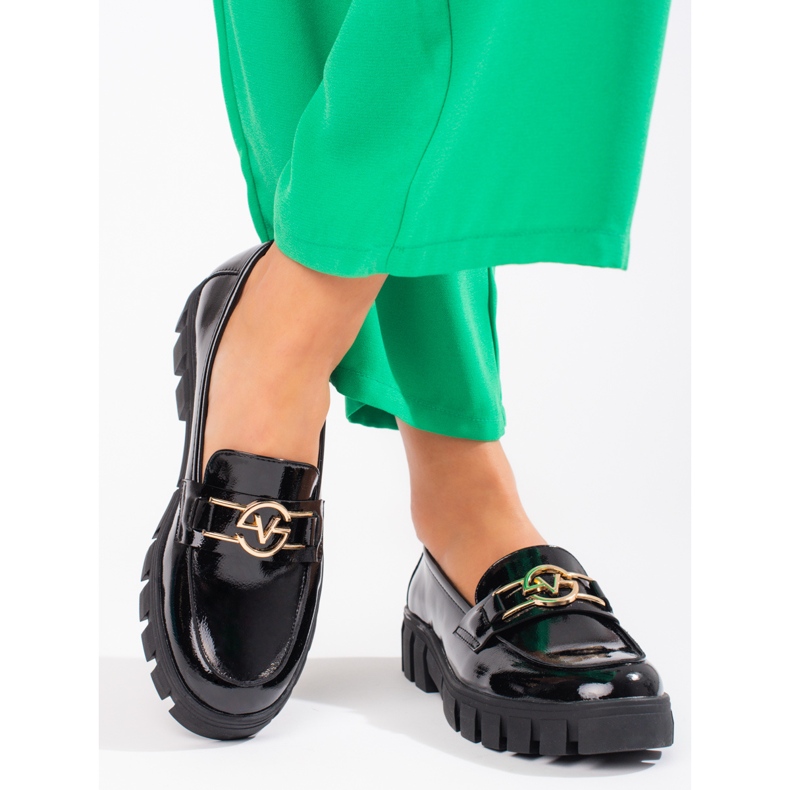 Vinceza mocassini con plateau laccati da donna neri nero 1
