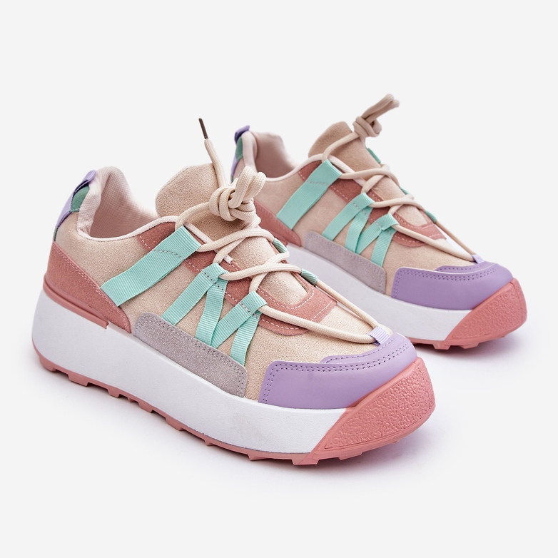PS1 Sneakers da donna in camoscio con plateau Beige Rosa Rohan 1