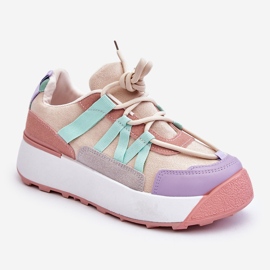 PS1 Sneakers da donna in camoscio con plateau Beige Rosa Rohan 2