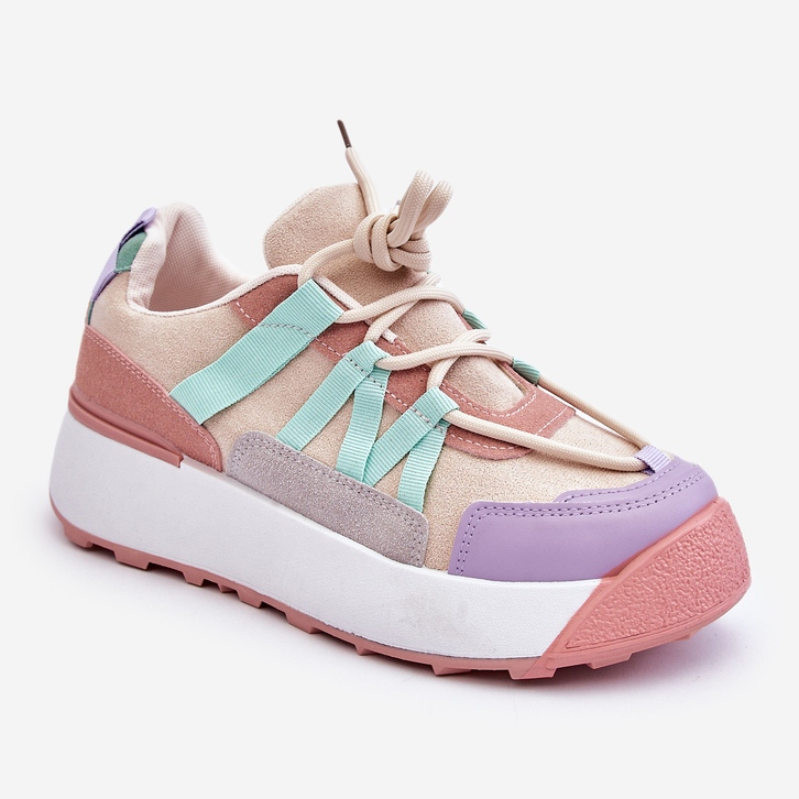 PS1 Sneakers da donna in camoscio con plateau Beige Rosa Rohan 2