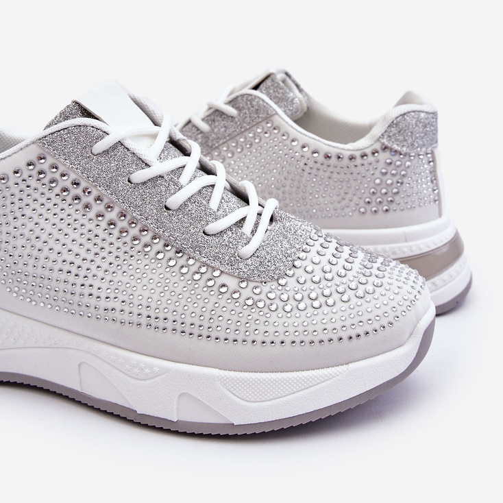 PS1 Sneakers Donna Con Zirconi Bianchi Raiden bianco grigio 1