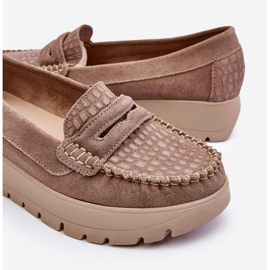 Lemar Milana Mocassini Con Plateau In Pelle Scamosciata Beige Scuro 1