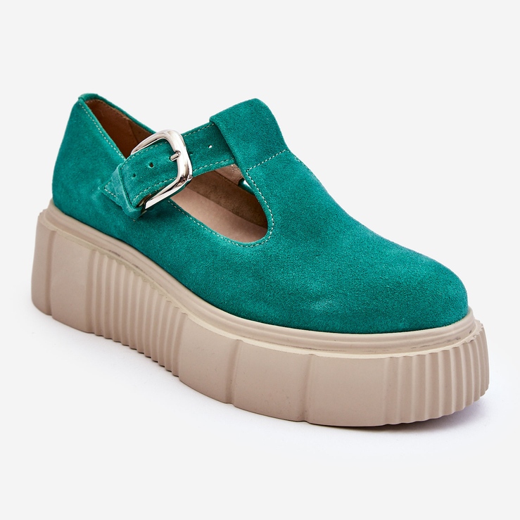 Lemar Scarpe brogue alla moda in pelle scamosciata su un'enorme piattaforma verde Colson 1