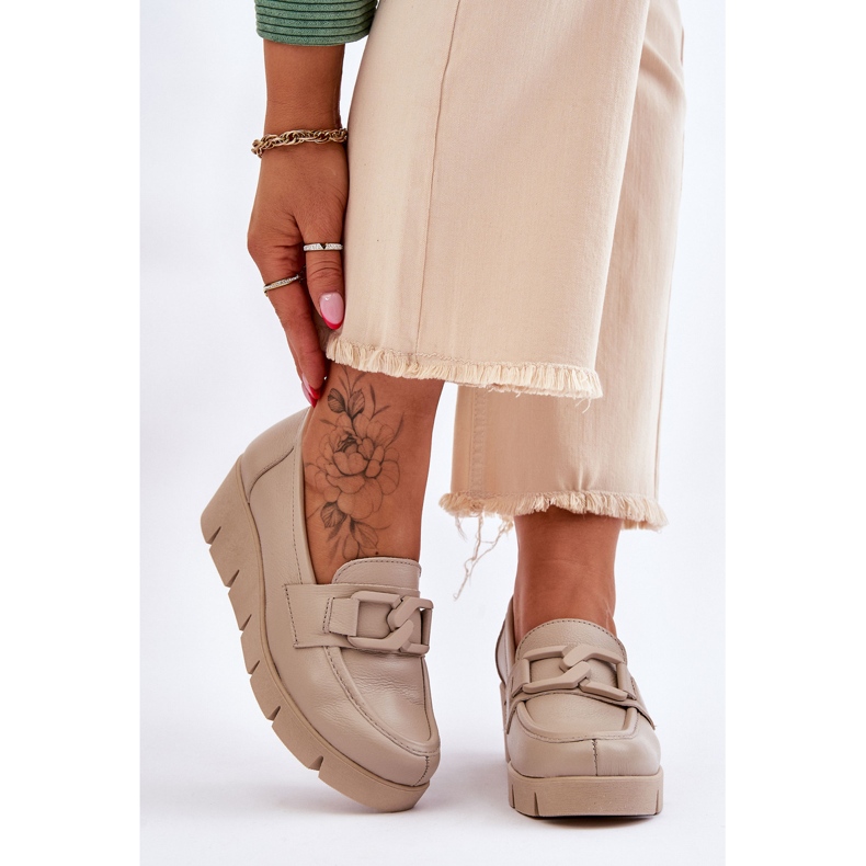Lemar Mocassini con zeppa in vernice beige Felicita 1