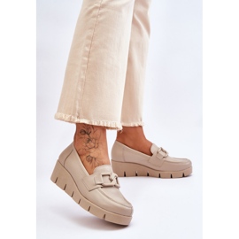Lemar Mocassini con zeppa in vernice beige Felicita 2
