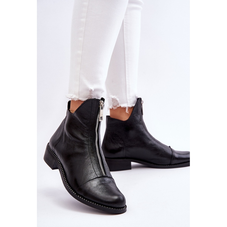 Stivali in pelle con cerniera Nicole 2785/037 neri nero 2