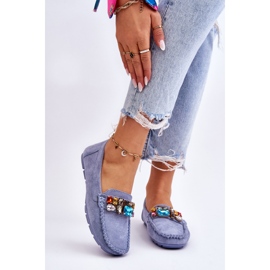 Mocassini Da Donna In Camoscio Con Cristalli Blu Lucille 1