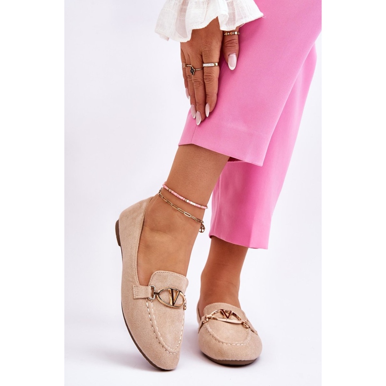 Vinceza Mocassino In Pelle Scamosciata Con Elemento Decorativo Canna Beige 1