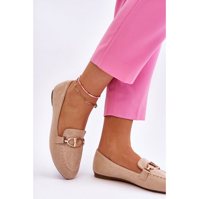 Vinceza Mocassino In Pelle Scamosciata Con Elemento Decorativo Canna Beige 2