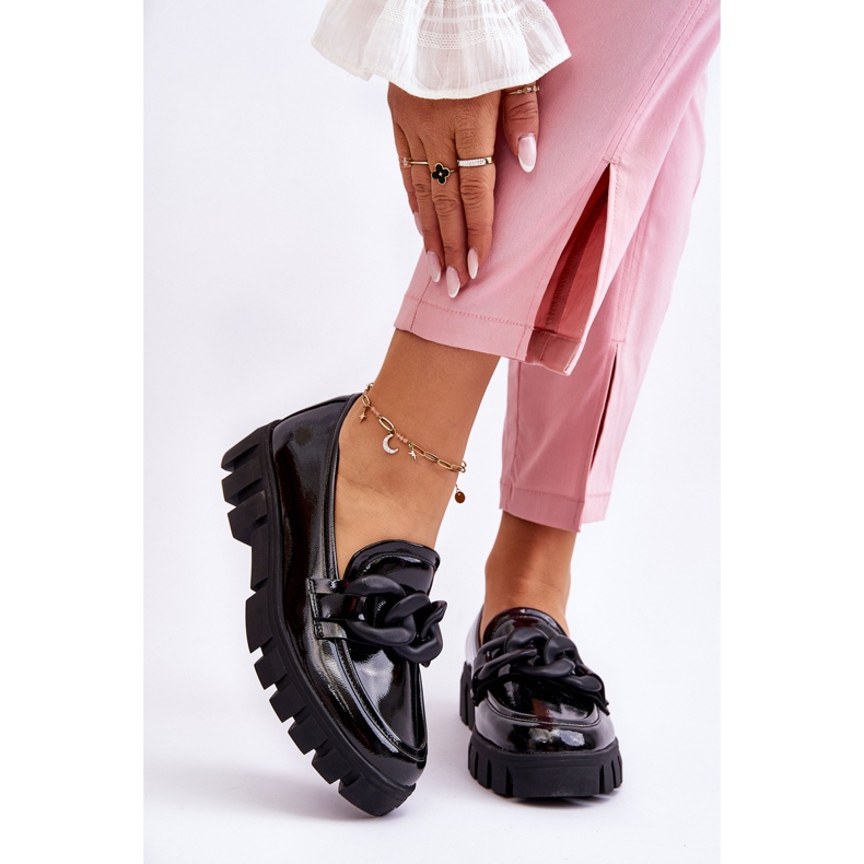 Vinceza Mocassini con plateau laccati da donna Black Bennett nero 1