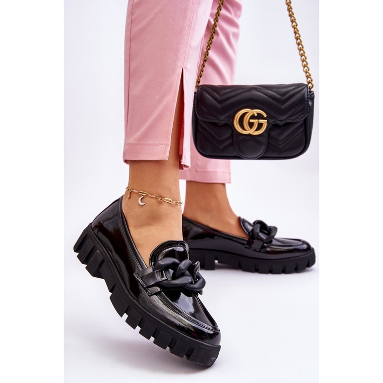 Vinceza Mocassini con plateau laccati da donna Black Bennett nero 2