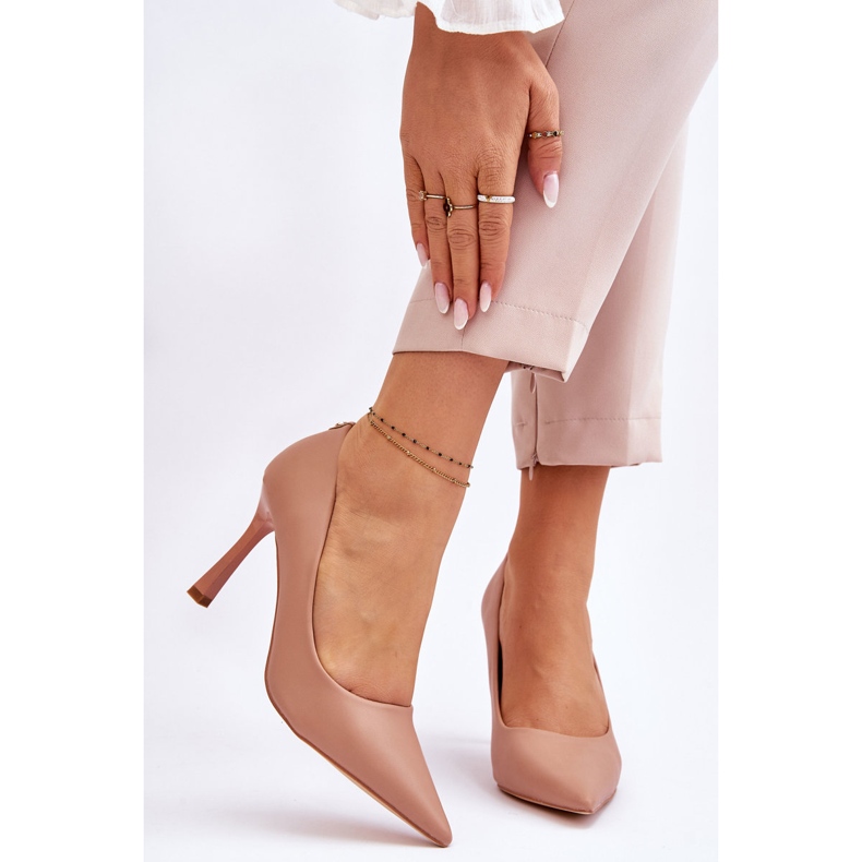Vinceza Stiletti classici in pelle beige Kelsey 1