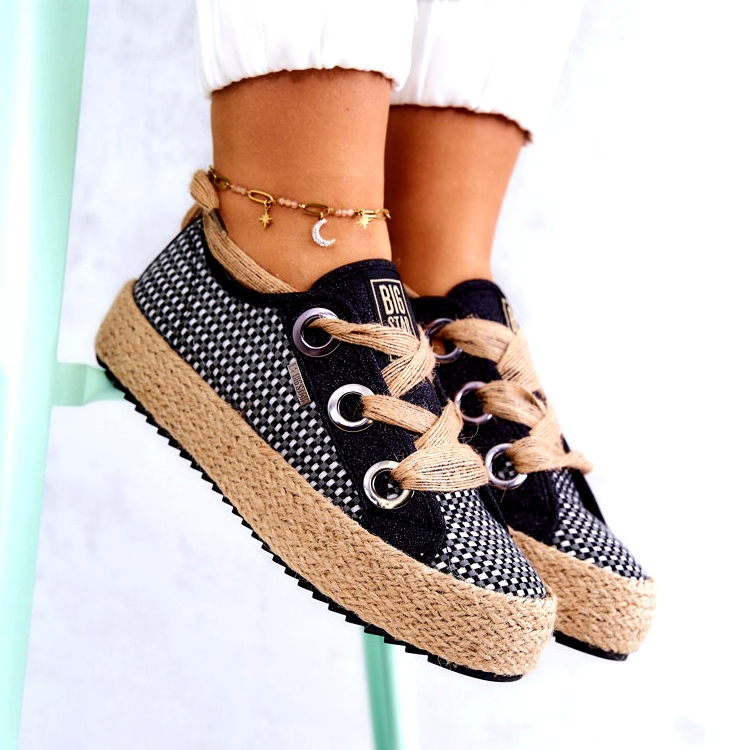 Sneakers Intrecciate da Donna Big Star JJ274393 Nere beige nero 3