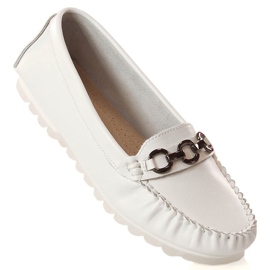 Mocassini piatti da donna in pelle bianchi Vinceza SG23-7834 bianca 1