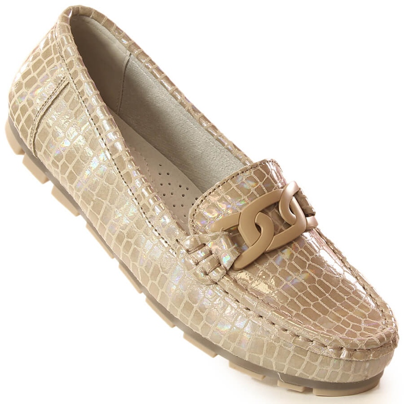 Mocassini in pelle lacca da donna coccodrillo beige Filippo DP3630/23 1