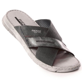 Comode pantofole da uomo grigie Rieker 25289-45 grigio 1