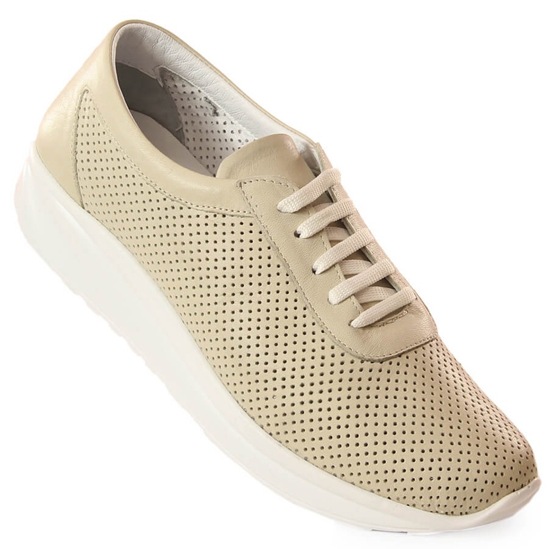 Scarpe da donna in pelle traforata beige T.Sokolski Bk 800 1
