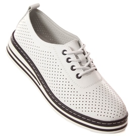 Scarpe con zeppa in pelle da donna bianche T.Sokolski W23-01 bianco 1