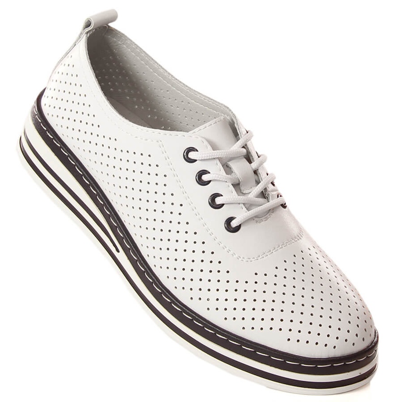Scarpe con zeppa in pelle da donna bianche T.Sokolski W23-01 bianco 1