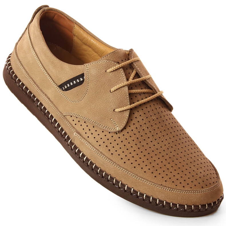Scarpe da uomo in pelle traforata beige leggera T.Sokolski Sar W21-913 marrone 1