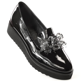 Scarpe da donna laccate con cristalli neri Vinceza 10856 nero 1
